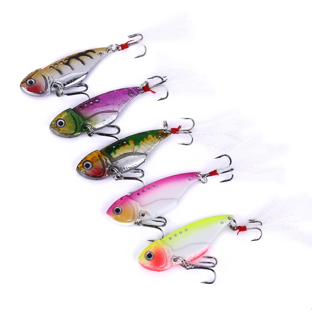 50Pcs Metal Vib Lure 5.5cm 11g Vibrations Spoon Lure Fishing Bait Bass