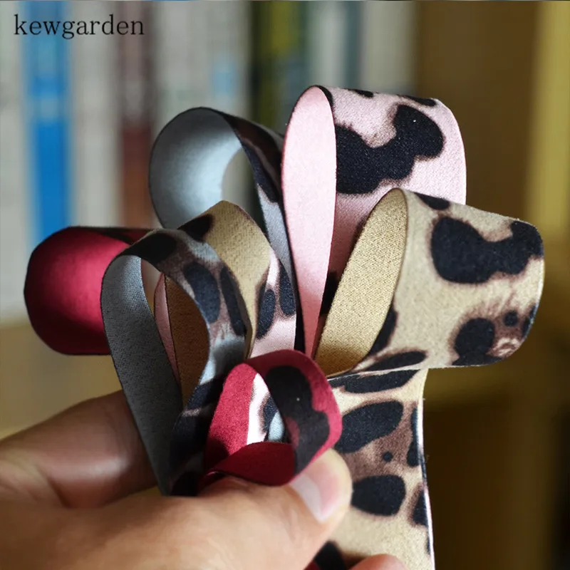 

Kewgarden 1" 3/8" Leopard Pattern Suede Fabric Layering Cloth Ribbons DIY Bowknot Satin Ribbon Handmade Tape Accessories 5Meters