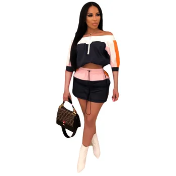 

Spring Summer Women Two Piece Set Top and Pants Plus Size Outfits Tracksuit Sweatsuit Patchwork Color Active Sets