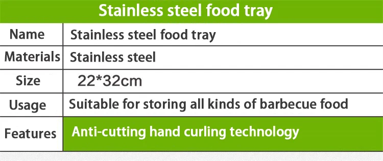 32*22 см толстый длинный квадратный Серебристый Нержавеющая сталь принадлежности для барбекю пищевой поднос плоское дно Открытый Кемпинг барбекю для дома