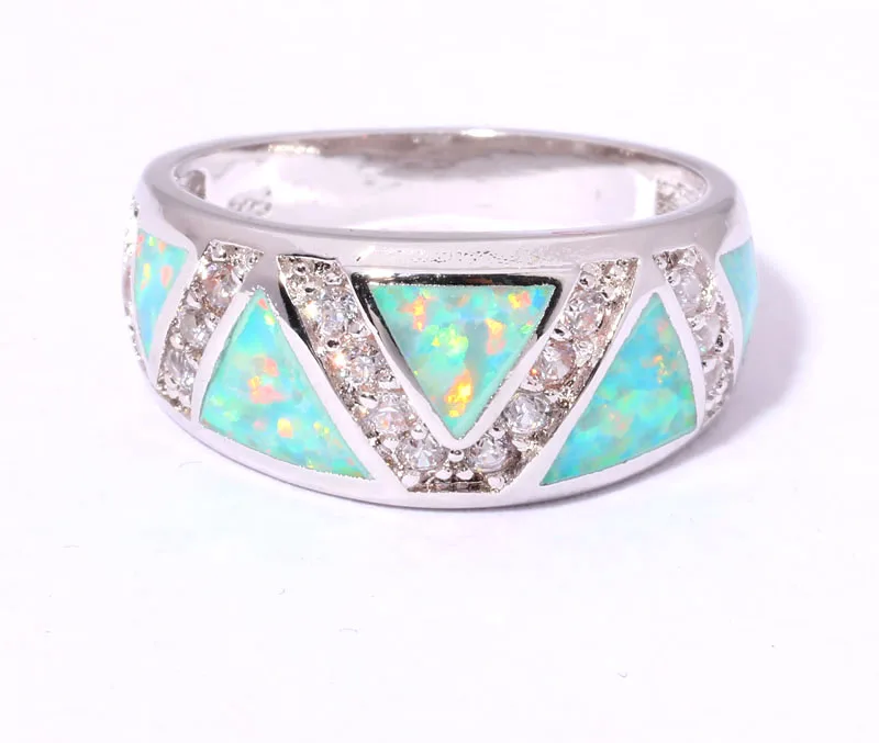 CiNily Created Green Fire Opal Cubic Zirconia Silver Plated Ring Wholesale Retail for Women Jewelry Ring Size 7 8 OJ8007