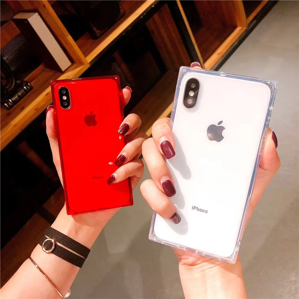 Новый модный квадратный чехол для телефона iPhone 11 Pro противоударный Прозрачный 6 6S