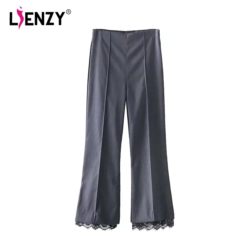 Восстановление кружева Flare Pant Высокая Талия Для женщин брюки Pantalones