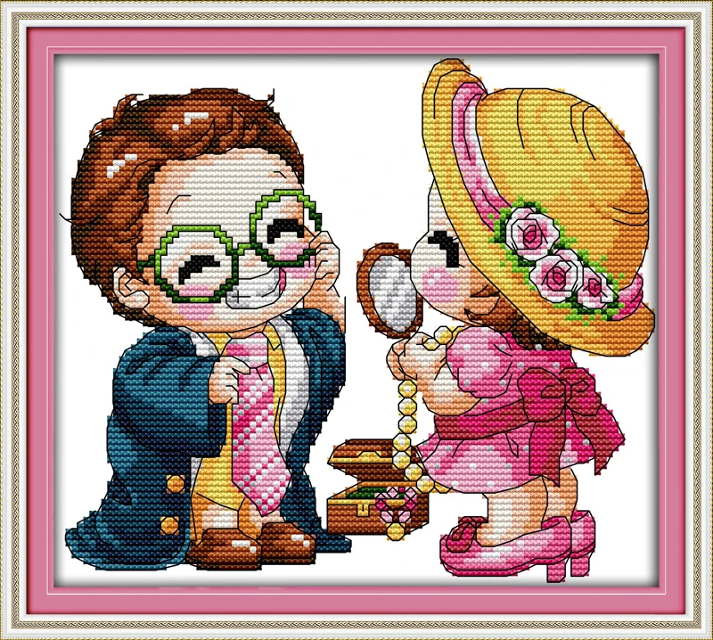 

Enjoy playing and pretending, counted printed on fabric DMC 14CT 11CT Cross Stitch kits,embroidery needlework Sets, Home Decor