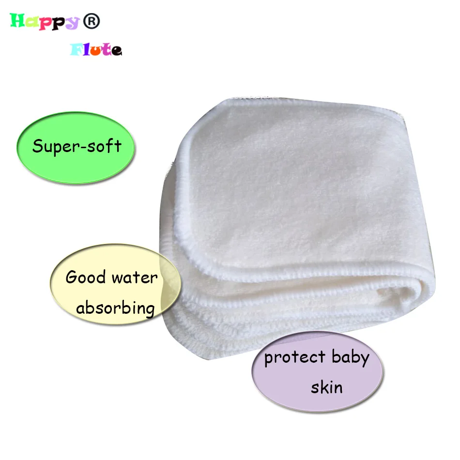 HappyFlute-Bambu Terry Fibra Insere com Snap para o recém-nascido, lavável e reutilizável Fralda Cover, Togethar Uso, 10PCs, frete grátis