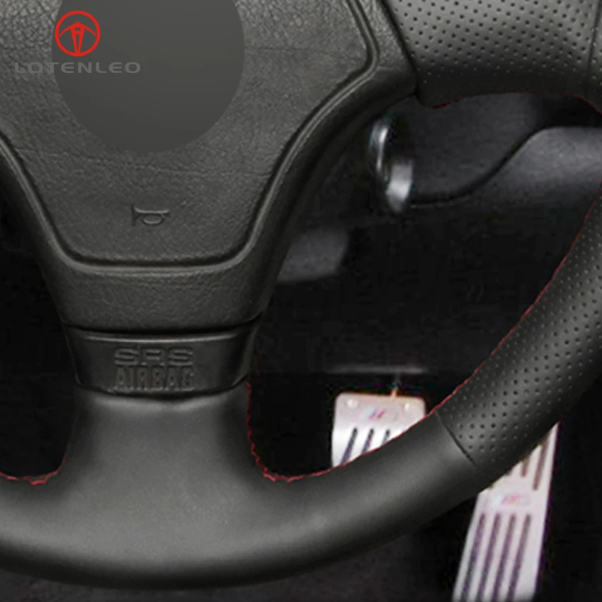 LQTENLEO черная искусственная кожа DIY ручной сшитый чехол рулевого колеса автомобиля для BMW E36 E46 E39
