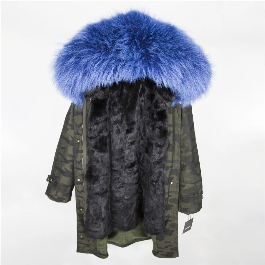 OFTBUY,, пальто с натуральным мехом, X-long, Камуфляжная парка, зимняя куртка для женщин, большой воротник из натурального меха енота, капюшон, подкладка из натурального меха норки