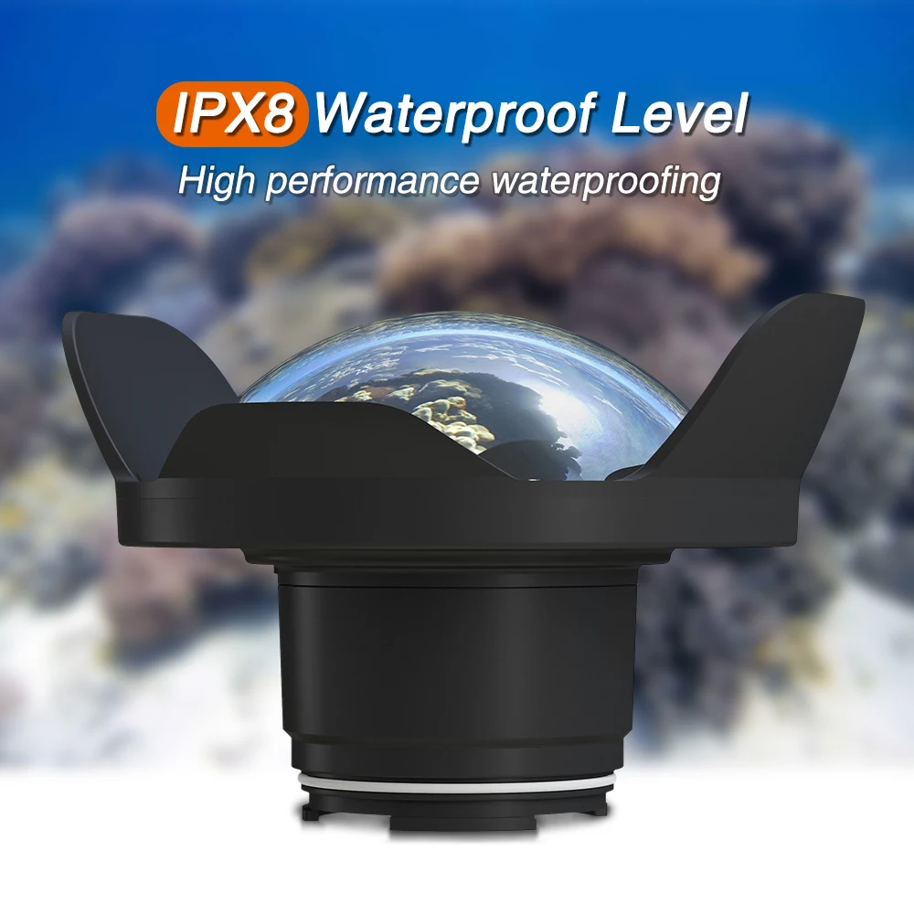  Underwater 40m Photography Wide Angle Lens Dome Port For Canon M3 11-22mm 22mm 18-55mm Housing Case Camera Fisheye Filter Hood