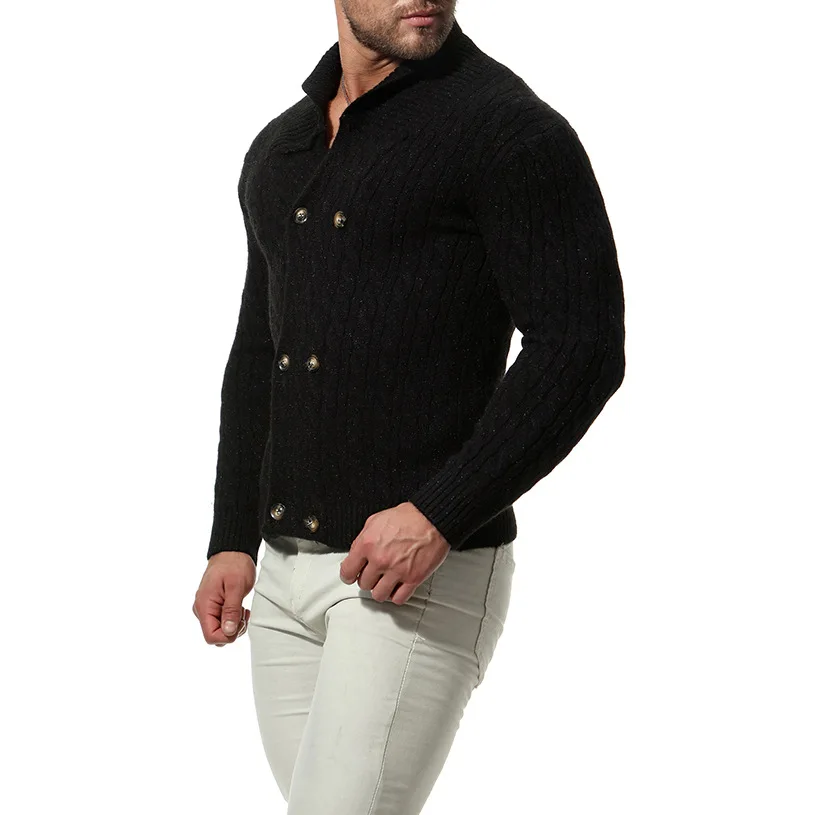 Молодежный однотонный мужской вязаный кардиган свитер v-образный вырез двубортный мужской с длинным рукавом Кардиган Тонкий мужской s дизайнерский свитер
