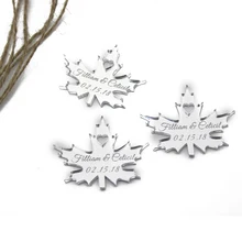 50 шт Персонализированные Выгравированные пользовательские зеркальные Свадебные бирки конфеты логотип метки любовь бирка лист с джутовый канат Декор сувениры 55x44 мм