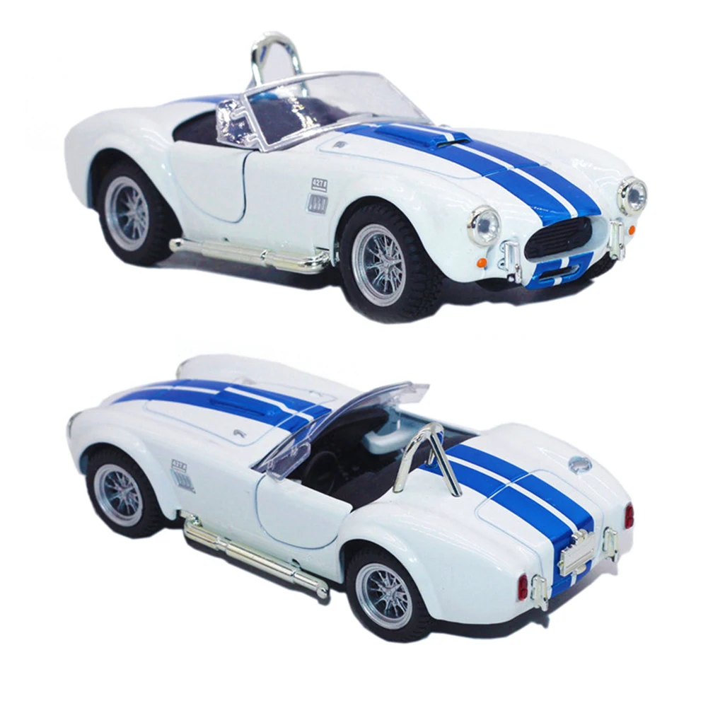 New Arrvial 1:32 Ford Shelby Cobra Diecast Retro Metal Car Model Light And Sound Pullback Car Toy Charitable toy boats