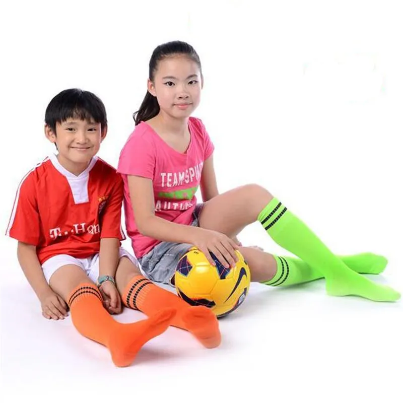 3pcs High Elastic Children Soccer Sport Stockings,Middle School Student knee-length Football Long Socks for 22-35 Yards Boy&Girl