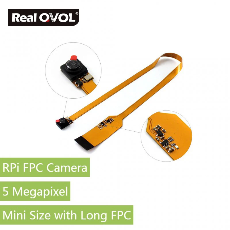 RealQvol Raspberry Pi Модуль камеры, OV5647 для Pi A +/B +/2B/3B, мини размер с длинной FPC RPi FPC камерой