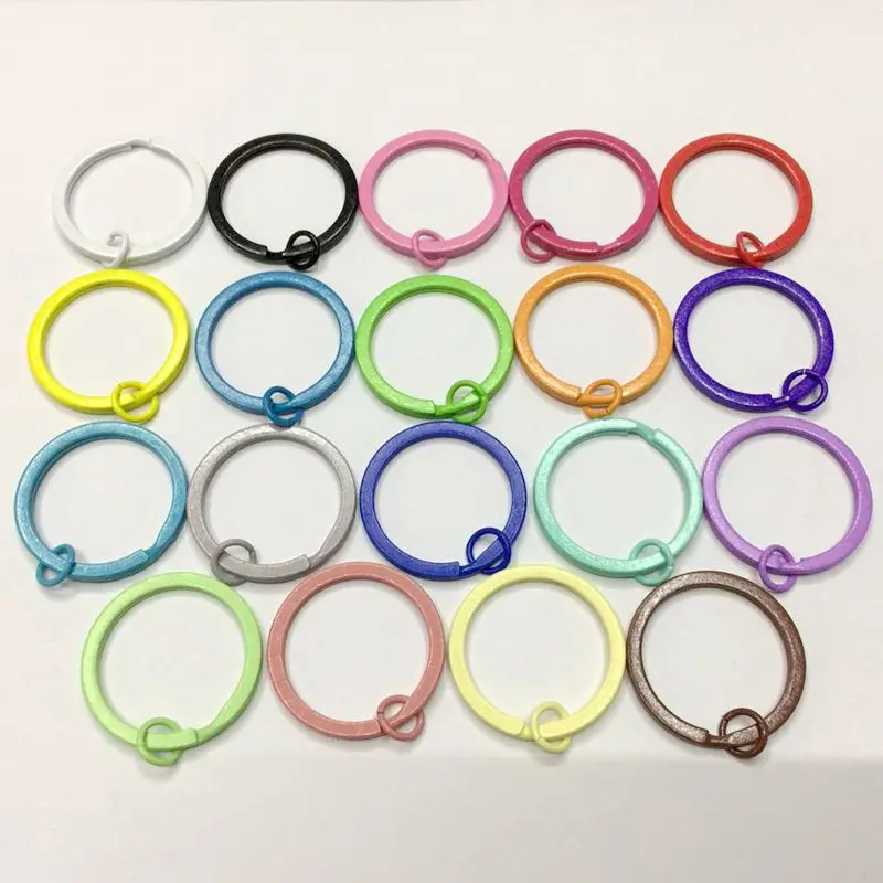

10Pcs/ 30mm Colorful Metal Key Unisex Keyring Keychain Keyfob DIY Accessories