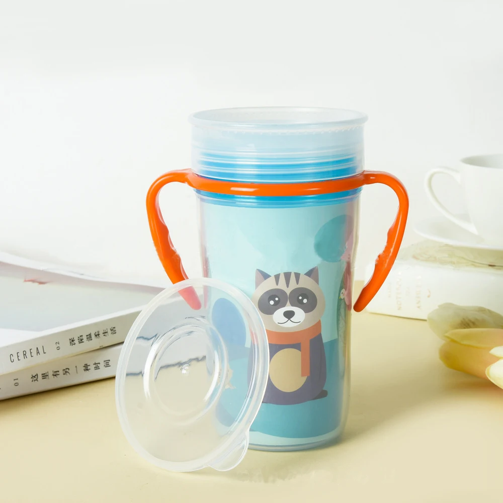 AAG чашка на 360 градусов может поворачиваться, Детская обучающая Питьевая чашка с двойной ручкой, герметичная Волшебная чашка, детская чашка для кормления водой, чашка для бутылок