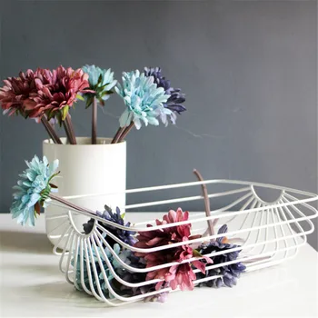 

Chic Nordic Metal Table Storage Basket Graceful Scandinavian Rectangle Rose Gold Desk Storage Basket Fruit Organizer Home Decor