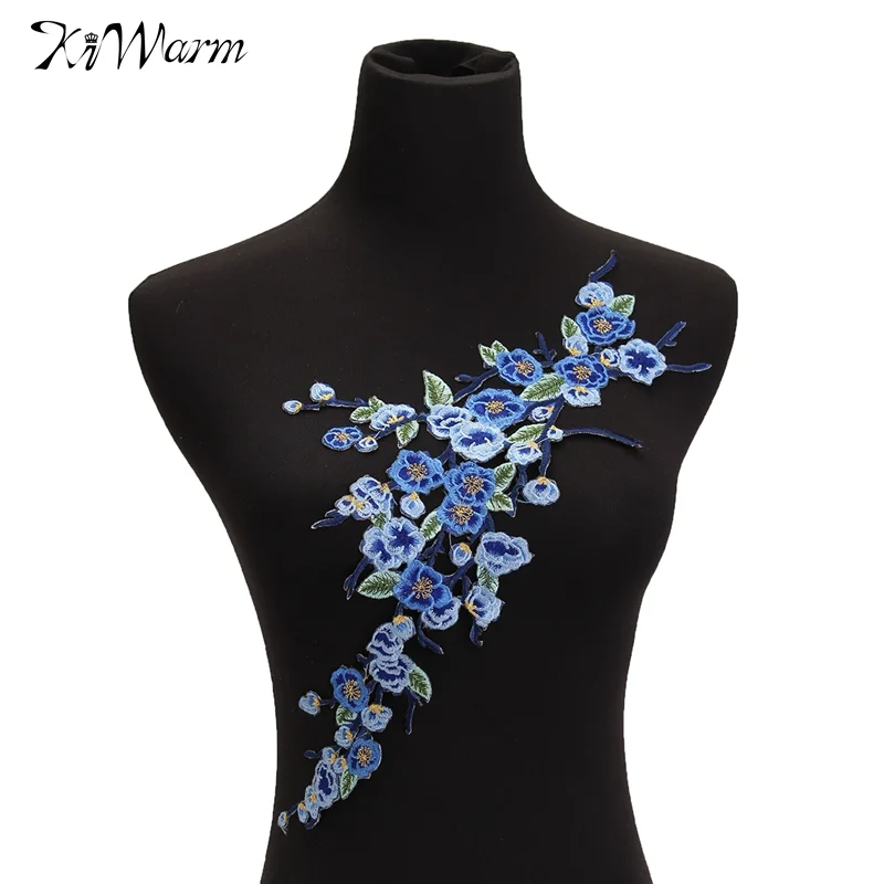 

40x17cm Plum Blossom Flower Collar Sew on Patch Applique Badge Embroidered Patches for Garment Party Dress Cheongsam Decor