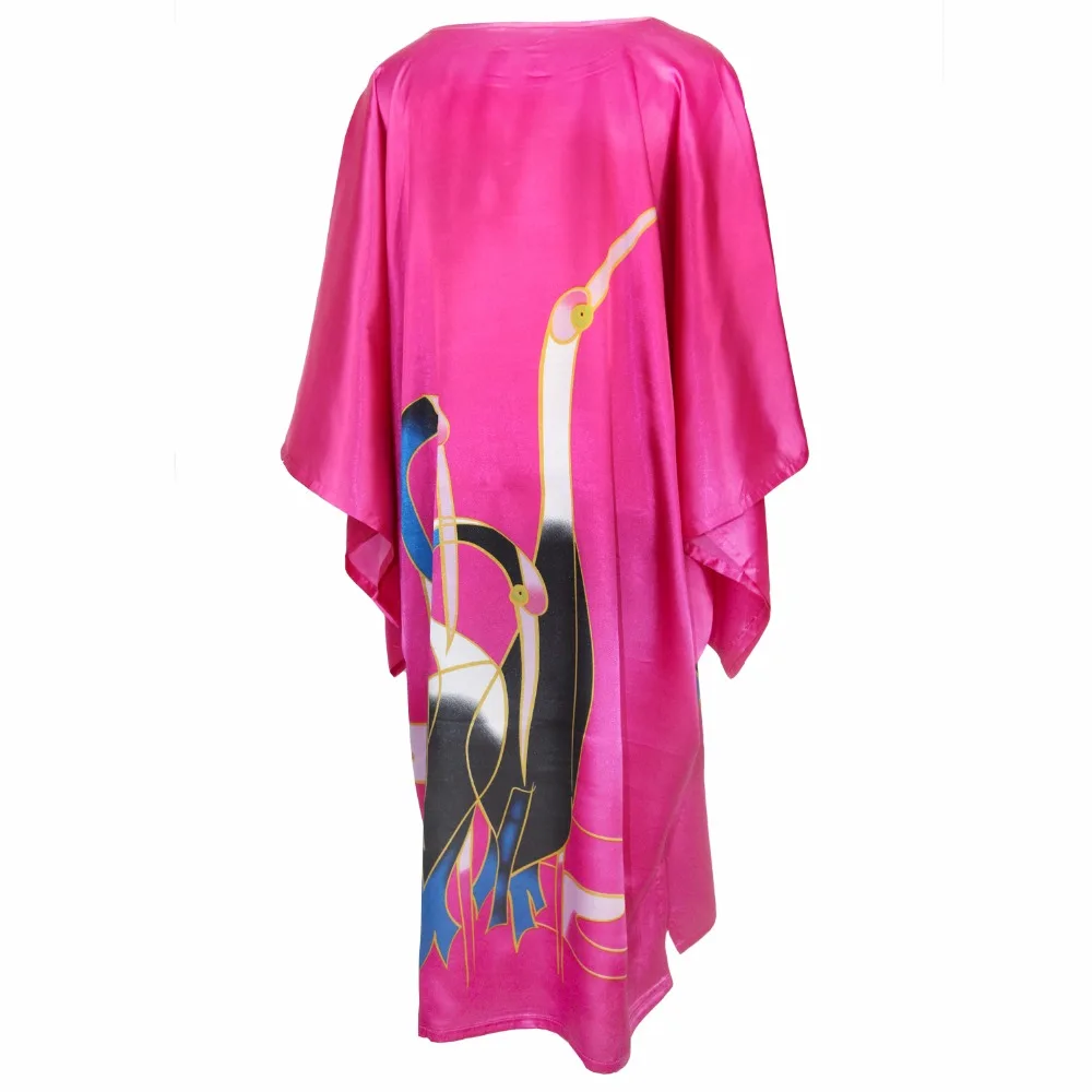 Ярко-розовый сексуальный женский халат платье Свободная Повседневная Ночная рубашка вискоза ночная рубашка халат китайский женский цветочный платье-Кафтан размера плюс