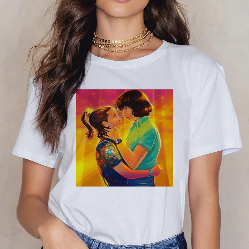 غريب الأشياء 3 مضحك التي شيرت النساء الجمالية أحد عشر الكرتون تي شيرت مطبوع رأسا على عقب المتناثرة التي شيرت Ullzang أعلى قمزة الإناث