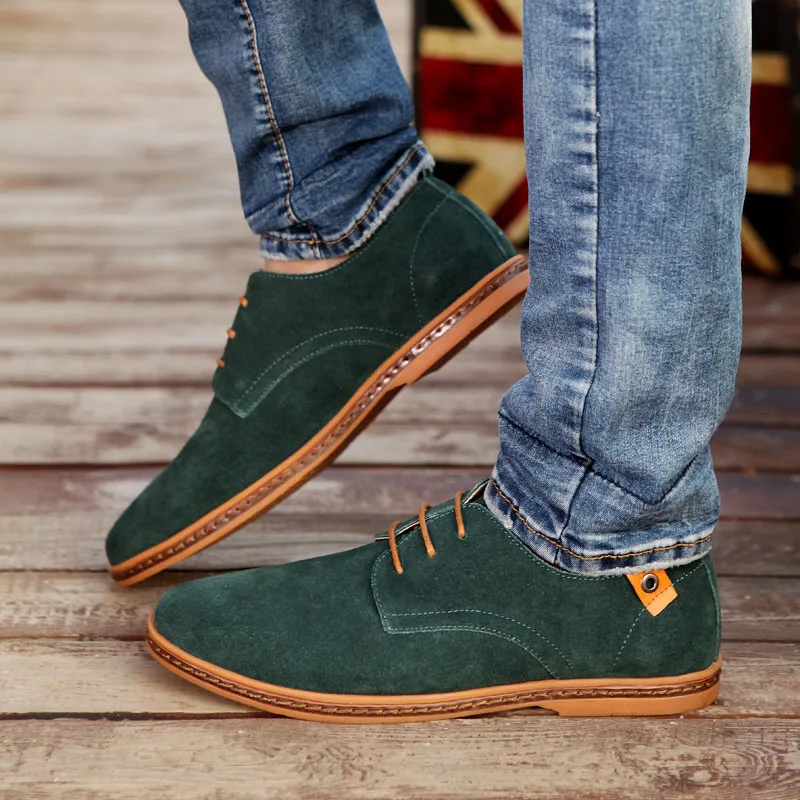 YWEEN/Модная Мужская Повседневная обувь; сезон осень-зима; обувь из нубука и флока; Акция; оксфорды в стиле дерби; большие размеры - Цвет: green