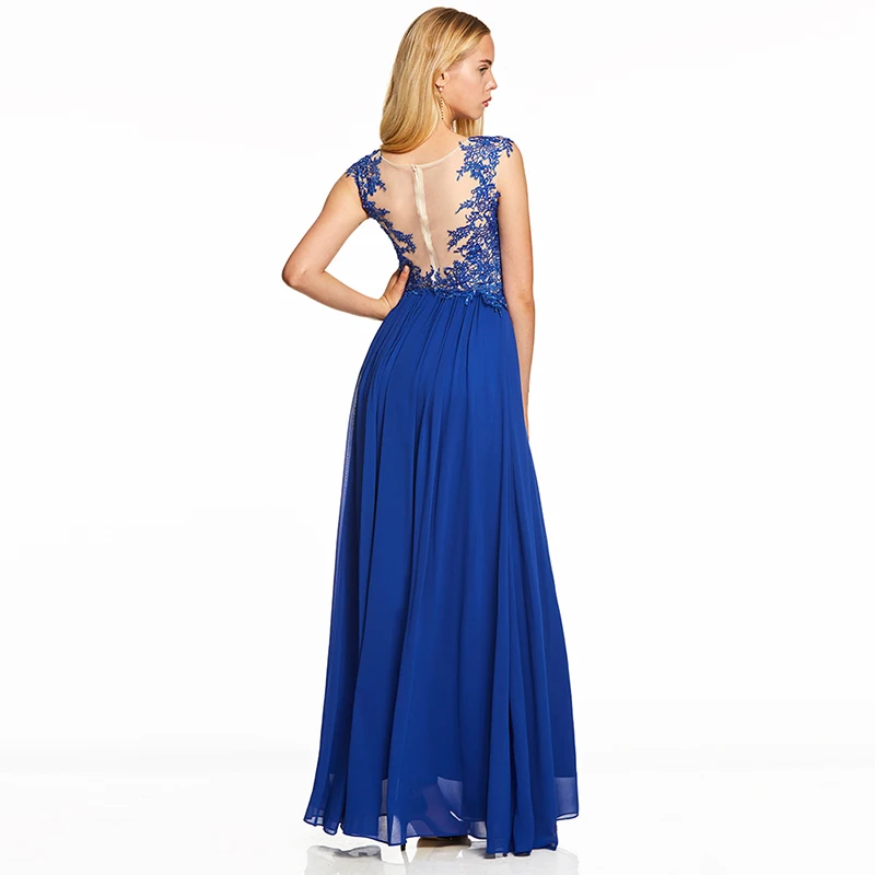 Tanpell бисерное вечернее платье темно-Королевского синего цвета с рукавами-крылышками длиной до пола, ТРАПЕЦИЕВИДНОЕ ПЛАТЬЕ для женщин, длинное вечернее платье для выпускного вечера
