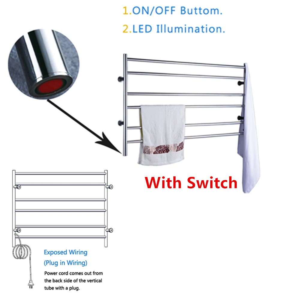 Широкий Размер аксессуары для ванной комнаты из нержавеющей стали Электрический полотенцесушитель настенный полотенцесушитель Подогрев полотенец полотенцесушитель HZ-929 - Цвет: Open Wire 2
