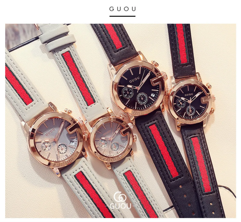 Guou модные парные часы мужские и женские водонепроницаемые брендовые кварцевые наручные часы унисекс Пара часы для календарь для любимых студентов