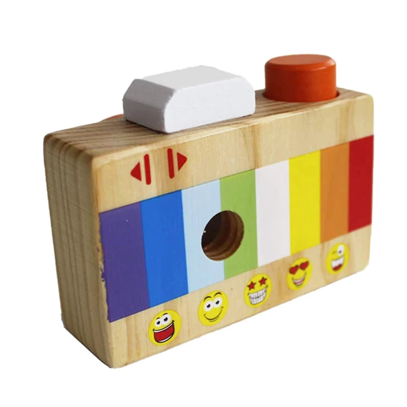 3 года детская камера Деревянный калейдоскоп мини-игрушка цветная деревянная детская портативная камера