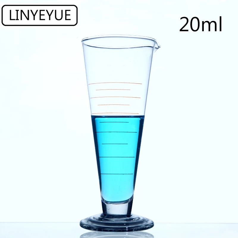 LINYEYUE 20mL Graduate Conical Glass Measuring Cup Measuring Glass Triangle Beaker Laboratory Cylinder Chemistry Equipment