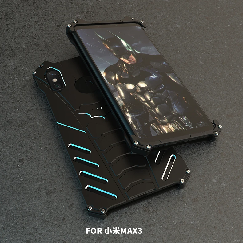 

R-JUST for Xiaomi MI Max3 BATMAN Luxury Doom Heavy Duty Armor Metal Aluminum CNC Case For Xiaomi Max3 Mix2s MI8 Lite Mix3 Mi9