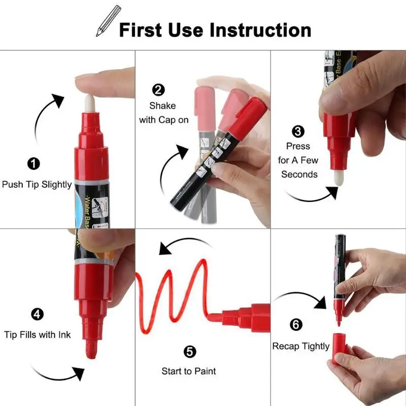 VODOOL 8 шт./компл. 6 мм двухсторонний кончик Многоразовые Ручка-маркер жидкий мел, Меловые маркеры красочные художественной росписи офисный планировщик