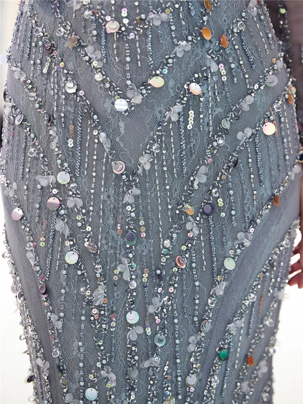 Real Pictures Grey Mermaid Evening Dresses Long Sleeve Formal Special Occasion Dress 2018 Arabic Beading Crystal Dinner Gowns Real Pictures Grey Mermaid Evening Dresses Long Sleeve Formal Special Occasion Dress 2018 Arabic Beading Crystal Dinner Gowns