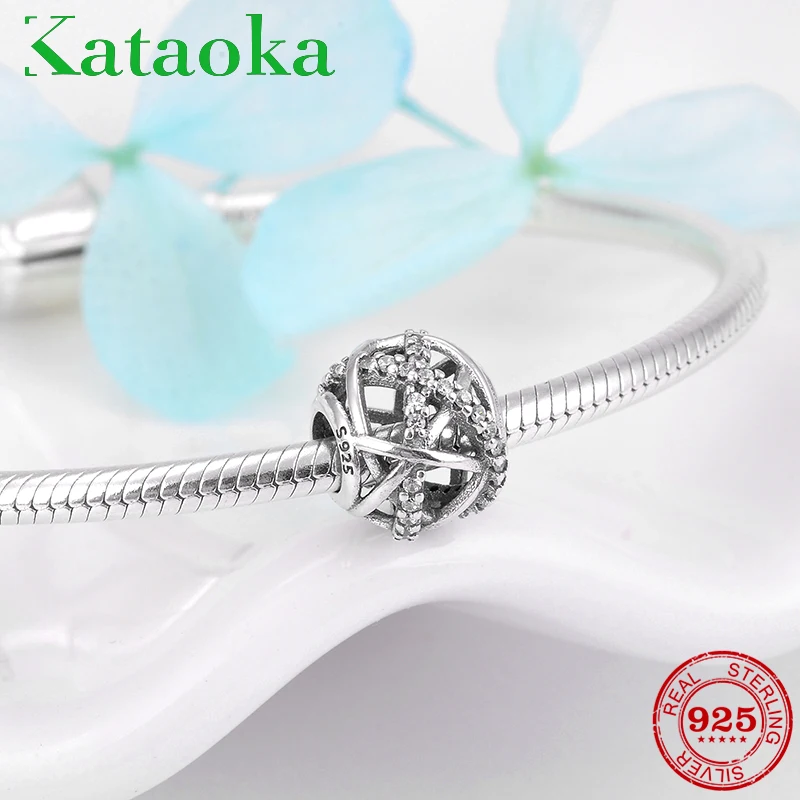

2018 Fashion women 925 Sterling Silver charms hollow out cross Zircon beads Fit Original Pandora Charm Bracelet Jewelry making