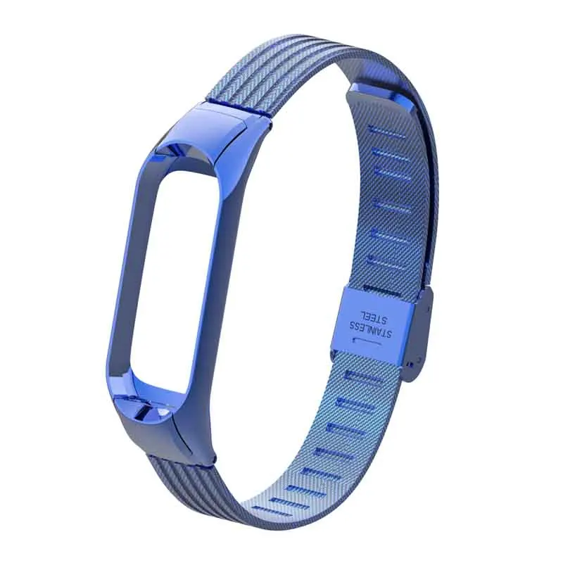 Pulsera Correa Mi Band 3 ремешок металлический фитнес-браслет запястье для Miband Mi 3 Band аксессуары для смарт-браслета спортивные часы ремень - Цвет: Blue