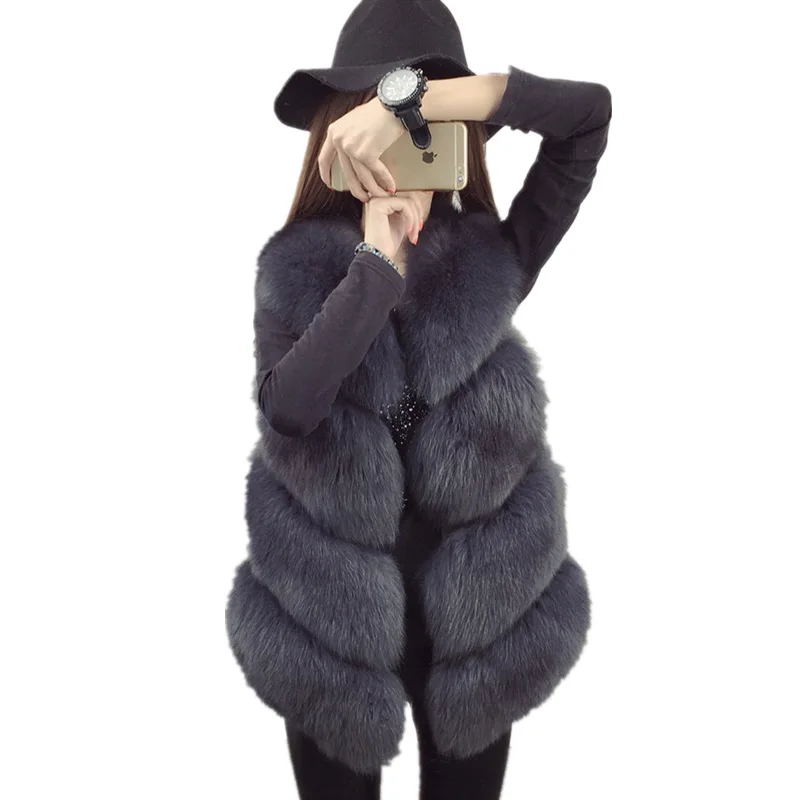 Mink Faux Fur Coat Women Vests 2017 Luxury Warm Vest Autumn Winter