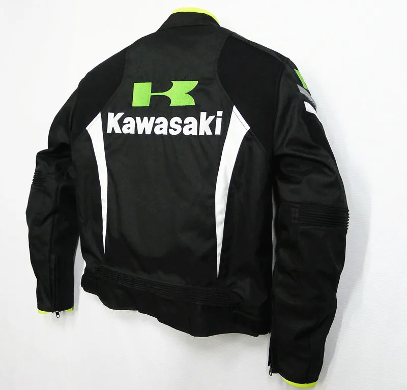 Street Motorcycle Racing Team for KAWASAKI Jacket Riding with Protectors Black Green Clothing