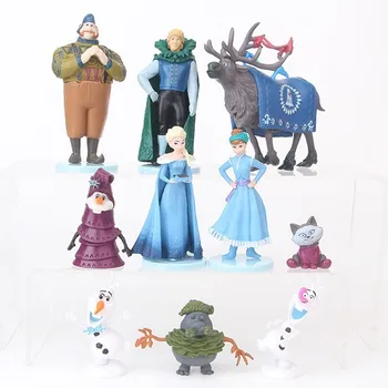 

Hot 10Pcs/Set Snow Queen Elsa And Anna Action Figure Toys Anna Elsa PVC Princess Doll Toys 5-9CM For Kids Toys Birthday Gift