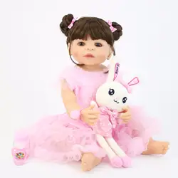 55 см полный силиконовые Reborn Baby Doll игрушка как настоящая девочка Boneca винил новорожденных принцесса кукла ребенок малыш жив подарок на день