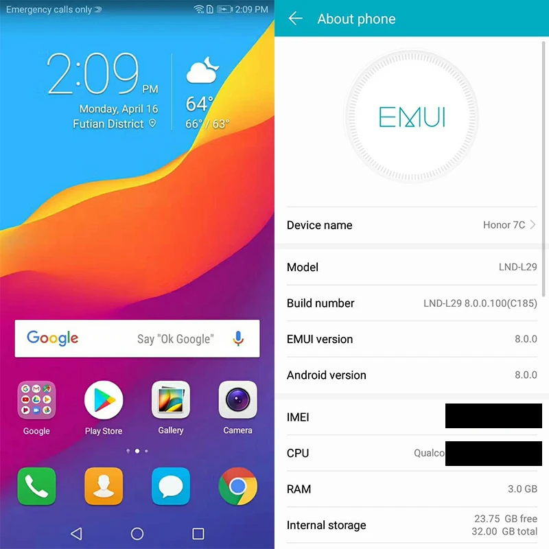 Смартфон HONOR 7C с 5 99 дюймовым дисплеем восьмиядерным процессором Qualcomm 450 ОЗУ 4 Гб