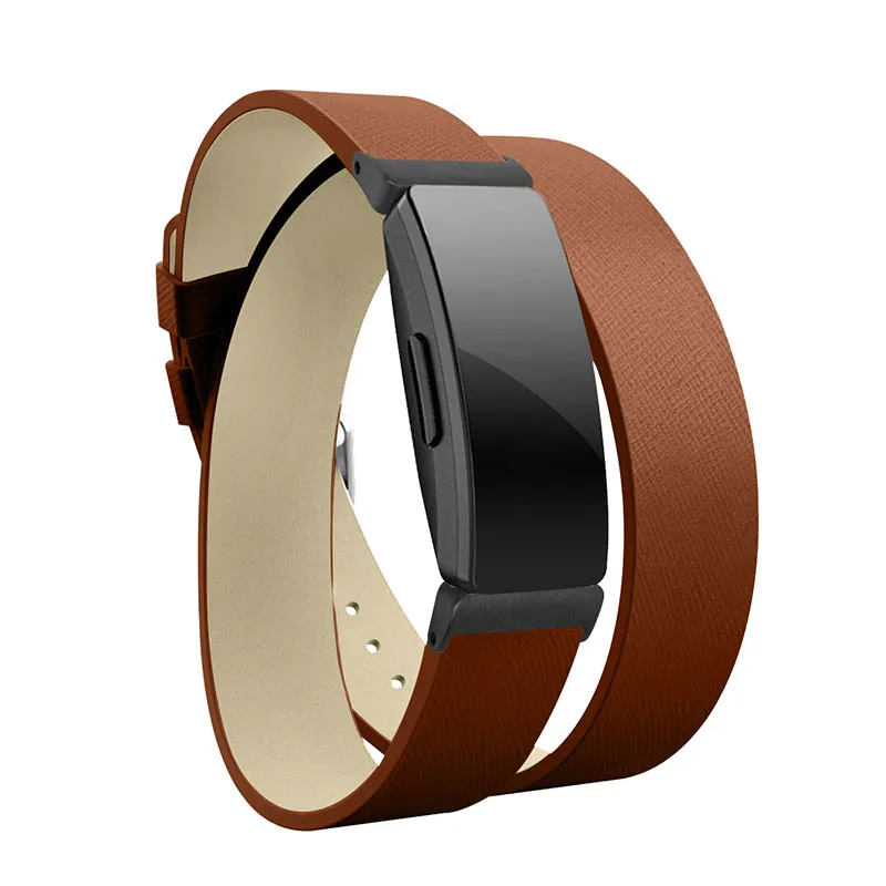 Оригинальные кожаные ремешки для часов для Fitbit Inspire HR двойной Браслет для Fitbit Inspire браслет ремешок для часов Прямая - Цвет ремешка: Коричневый