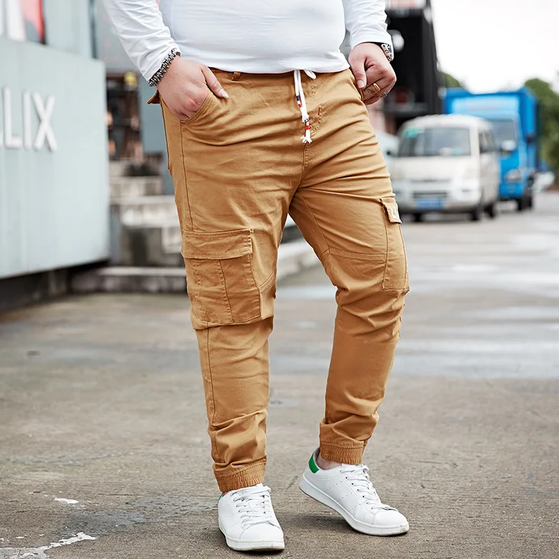Plus size 6XL 7XL 8XL Men Cargo Pants Men's Elastic Hip Hop Harem Mens Joggers Solid Multi-pocket Trousers Sweatpants 099 | Мужская