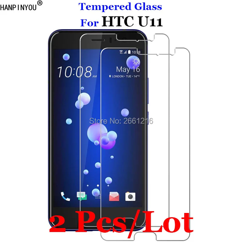 Закаленное стекло 9H 2.5D для HTC U11 2 шт./лот Премиум Защитная пленка экрана U 11 / океана