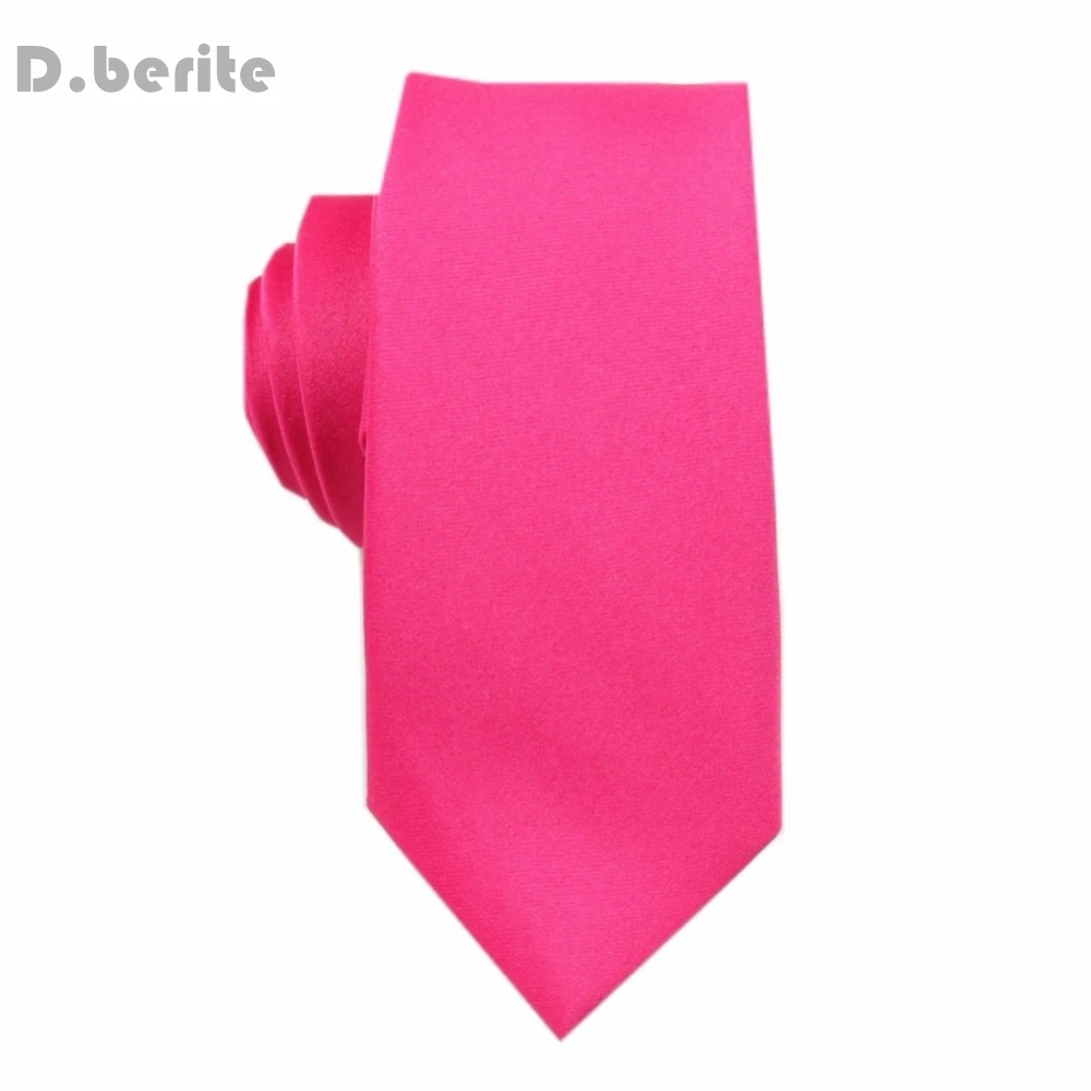 New Necktie Silk ties Solid Skinny Slim Men's Hot Pink Tie Wedding