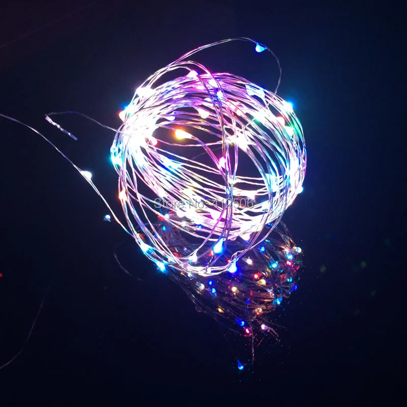 2x 10m 33ft 100L RGB color changeable rainbow silver copper wire LED