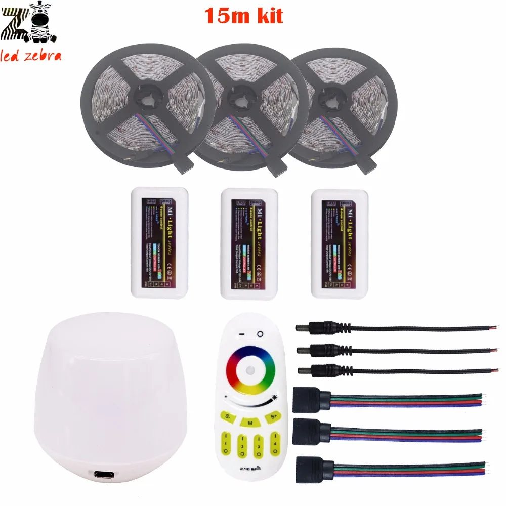 Выделите 5/10/15/20 М 5050 SMD rgb светодиодные полосы света dc12v + Mi. light 2 4 г led контроллер