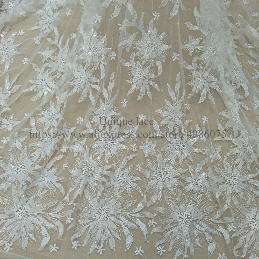 

higher quality wedding dress lace fabric elegant thick wedding lace ivory fabric bridal dress lace 130cm width