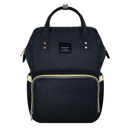Модный подгузник для беременных, брендовая Большая вместительная Детская сумка для подгузников, рюкзак для путешествий, сумка для ухода за ребенком - Цвет: Черный