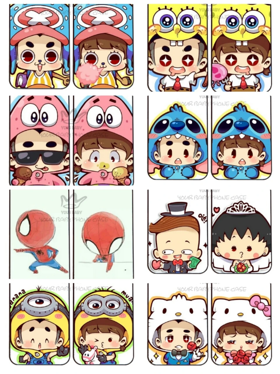 2pcs Set One Piece Chopper Patrick Star Spongebob Squarepants Sakura Momoko Wedding Spiderman Hello Kitty Elephant Minions Case Kitty Case Kitty Japanesecase Old Aliexpress
