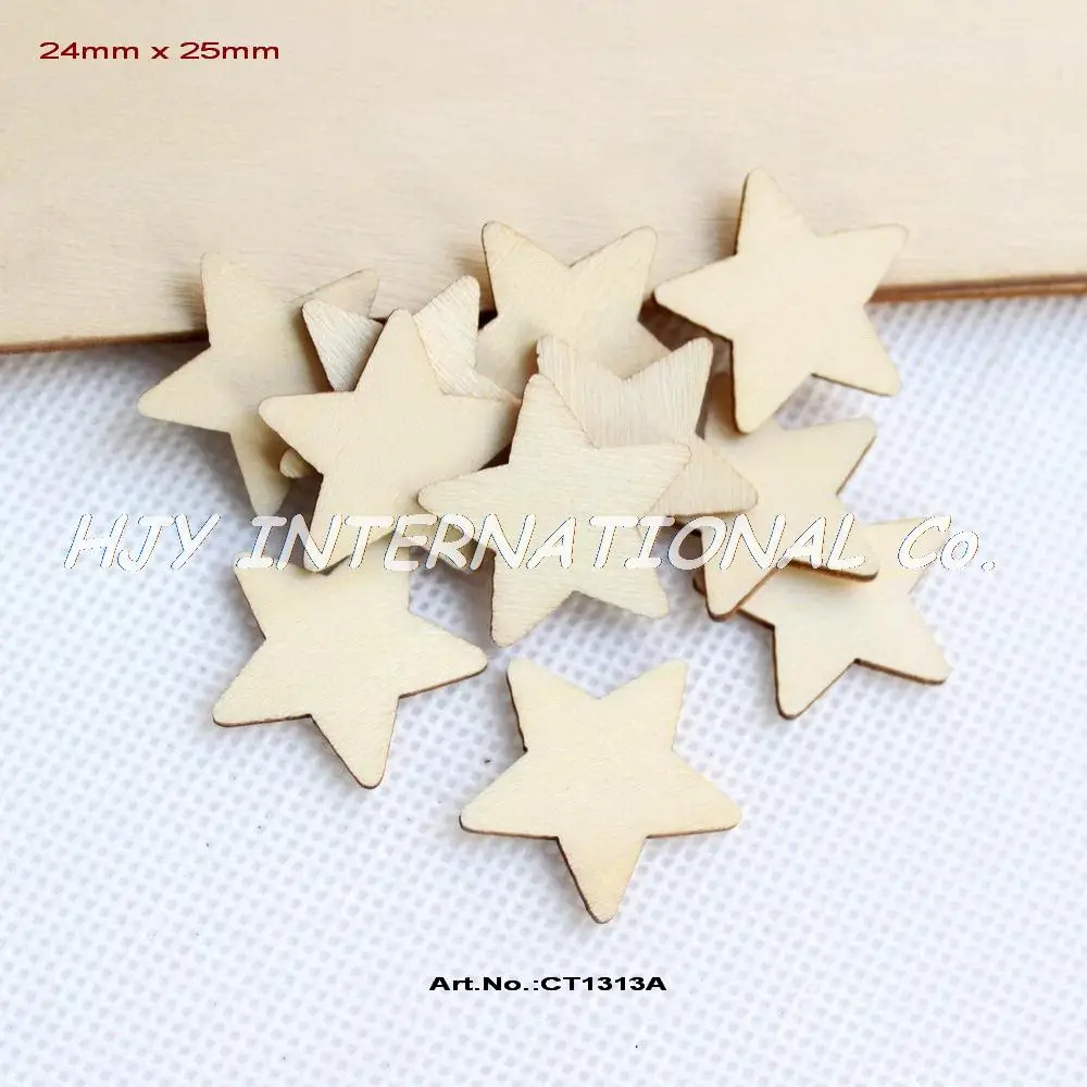 

(80pcs/lot) 25mm Blank Unfinished Wood Star Rustic Christmas Scrapbooking 1" -CT1313A