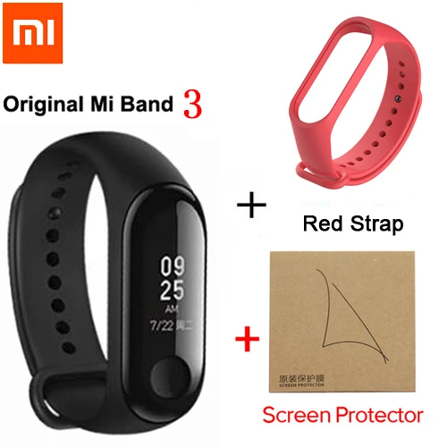 Xiaomi mi Band 2/mi band 3 с oled-дисплеем сенсорной панелью смарт-Пульс фитнес-bluetooth-браслет - Цвет: Red and Film